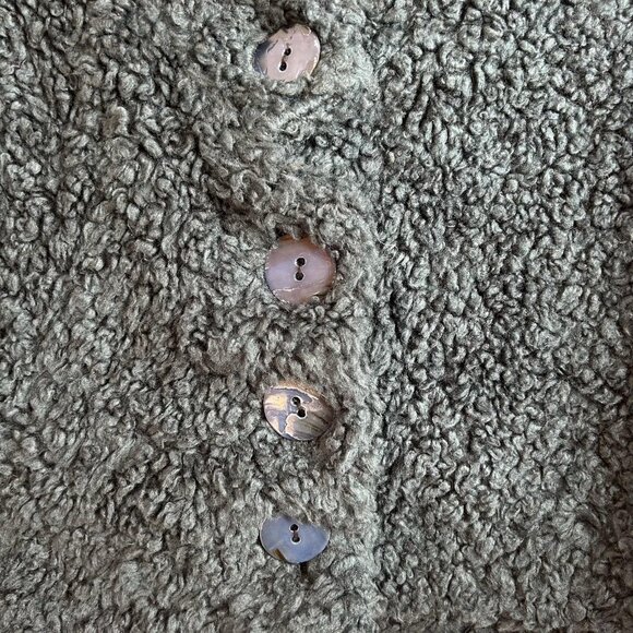 Habitat Vest Womens M/L Dark Teal Boucle Sherpa Button Front Made in USA Boho - Picture 4 of 9